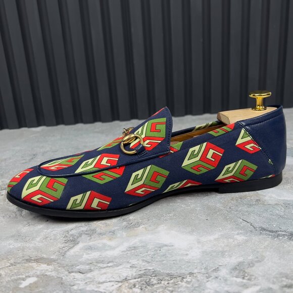 Gucci Canvas Mr. Porter Cube Horsebit Brixton Loafers Blue 8 G or 8.5 US 42 EUR - Picture 6 of 12